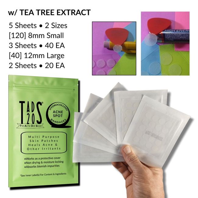 5pk [160] Acne Dot Pimple Patches [TEA TREE] SMALL/LARGE Cystic Acne Spot Dots