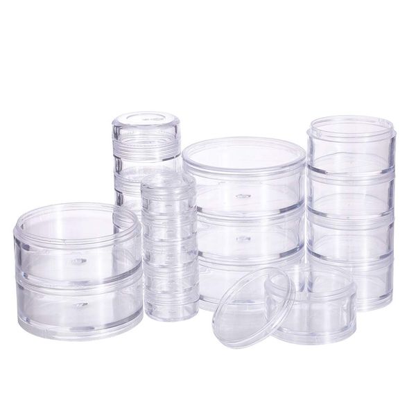 BENECREAT Mixed Size Stackable Plastic Bead Storage Containers 4 Column(5 Layer/Column) Round Storage Containers Jars for Beads, Buttons, Crafts and Small Findings