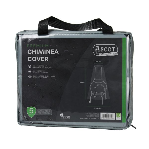 Ascot Premium Chiminea Cover - 37/60 (Dia.) X 100 (H) cm Modern Grey