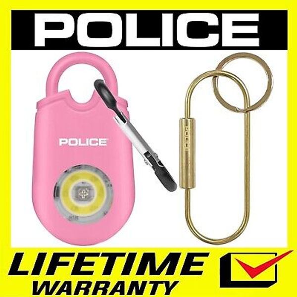 POLICE Mini Personal Alarm Keychain   Emergency Siren Flashlight Pink