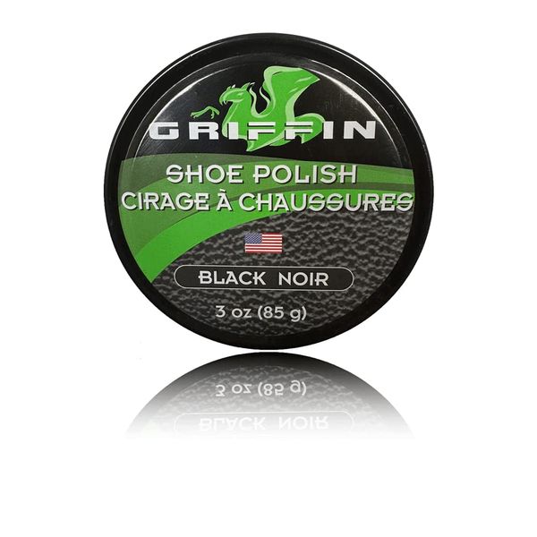 Griffin Leather Shoe Polish Black 1.125oz Made in The USA Shoe Shine, Polish, Restore