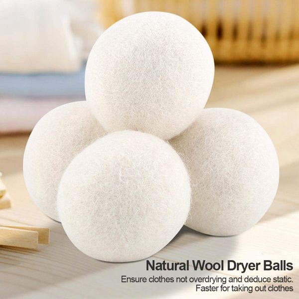 6pcs Laundry Wool Balls Wool Balls Natural Fabric Softener Reusable Wool Dryer Balls Wear-resisting Dryer Balls