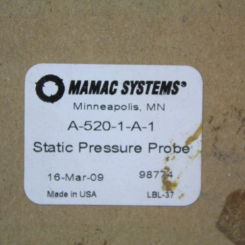Mamac Systems A-520-1-A-1 Aluminum 4" Length Static Pressure Probe