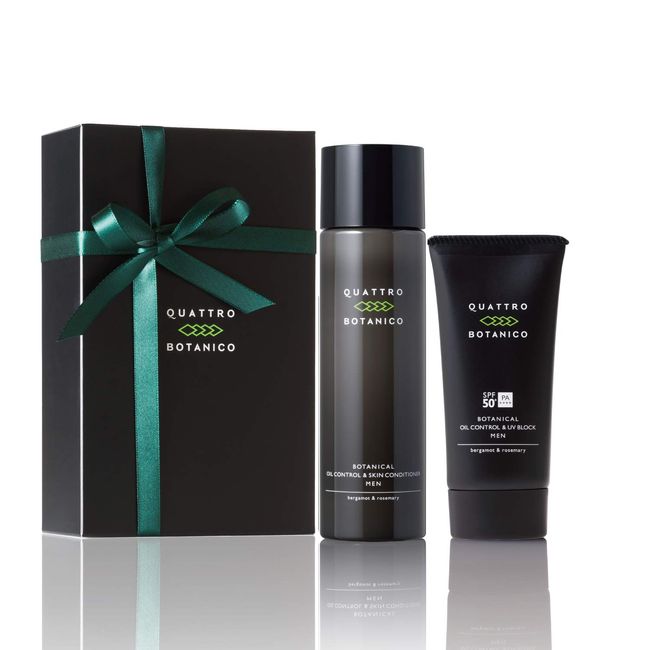 Quattro Botanico Botanical Lotion & Sunscreen Set, Gift (Men's Gift Set), Men's, All-in-One, UV Skin Care, Men's Cosmetics (Wrapping Included)