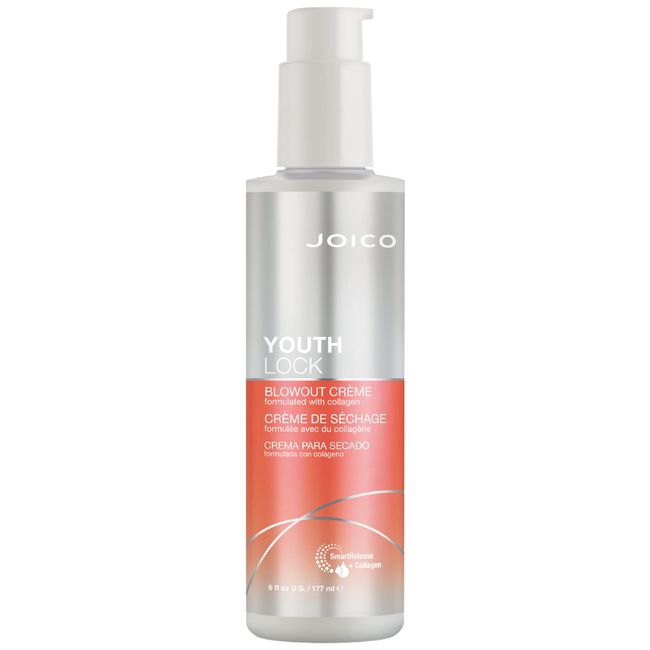 Joico YouthLock Blowout Crème Formulated With Collagen|Youthful Body & Bounce|Strengthen & Protect|Reduce Breakage & Frizz|Soften & Detangle|Boost Shine|Sulfate Free|With Arginine|6 Fl Oz