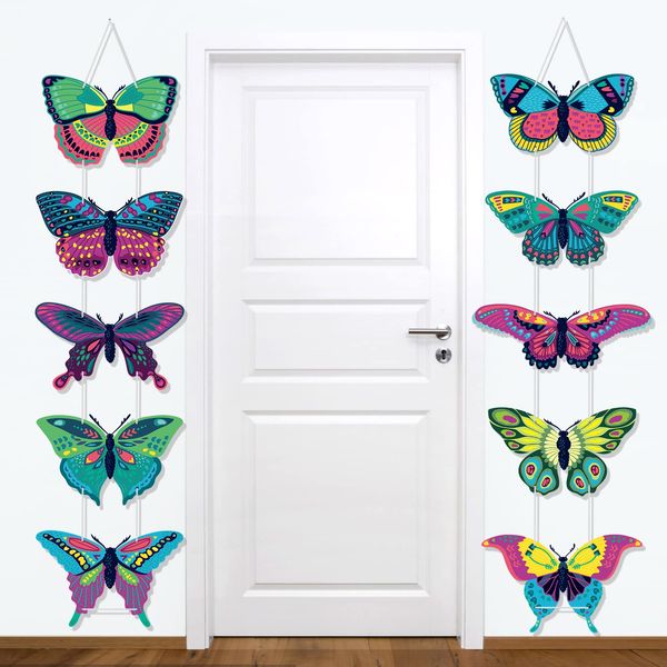 Butterfly Birthday Party Decorations Supplies, Big Butterfly Party Door Signs Home Decor Paper Cutouts Banner for Summer Birthday Baby Shower Family Reunion Theme Party Decorations (10 Counts)