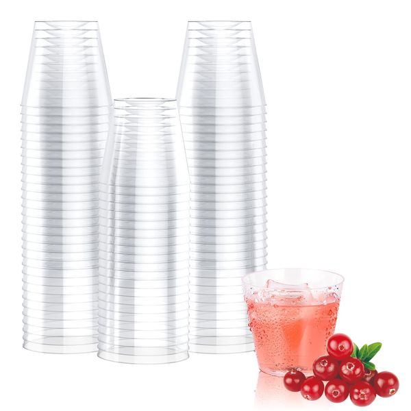 JOLLY CHEF 100 Pack Small Plastic Shot Glasses 1 oz Disposable Cups 1 Ounce Tasting Cups-Party Cups Ideal for Whiskey, Wine Tasting, Food Samples