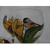 Hand painted sunflower/bird 20 ounce goblets, Usa, set/4. 20 ounce