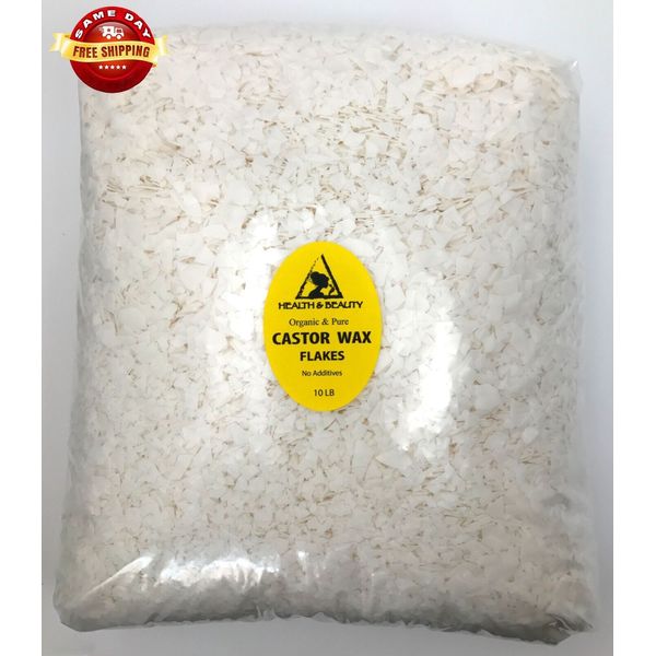 CASTOR WAX FLAKES ORGANIC VEGAN PASTILLES BEADS 100% PURE PREMIUM NATURAL 10 LB