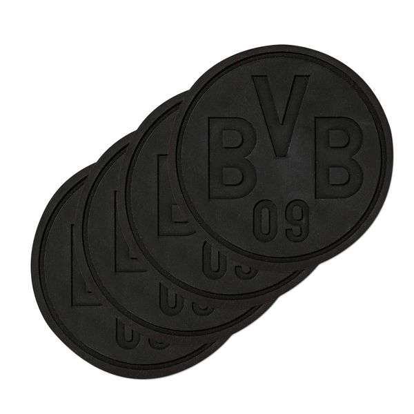 Borussia Dortmund Silicone Coasters Set of 4 (One Size, Black), black