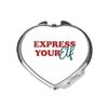 Express your elf [XMAS22] festive quotes folding compact pocket mirror - silver heart shape