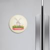 Happy Easter Card Bunny Eggs Grass | 4'' X 4'' Round Decorative Magnet