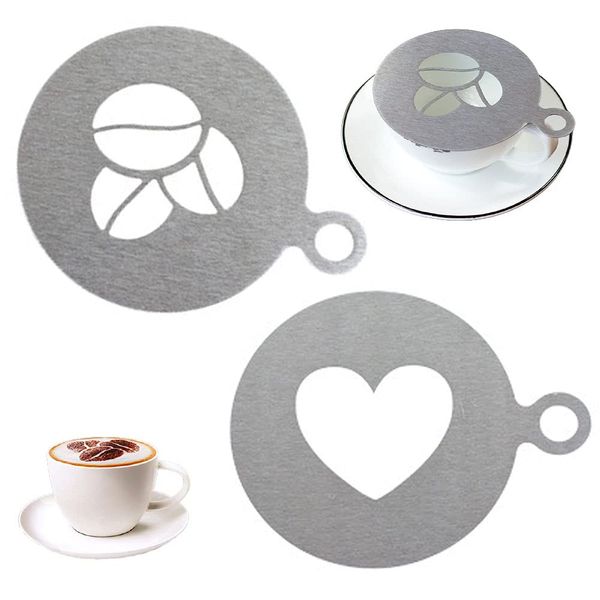 2 Pieces Cappuccino Coffee Stencils Template Stainless Steel Coffee Stencils Latte Art Stencils Coffee Stencils for Decorating Oatmeal Cupcake Cappuccino Hot Chocolate