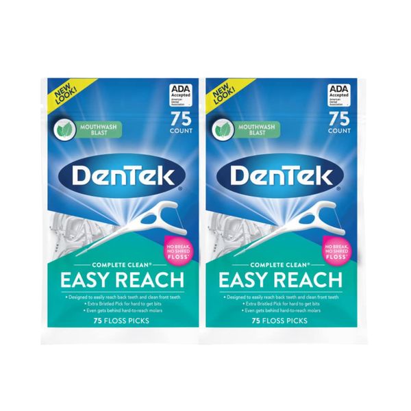 Dentek Floss Picks Complete Easy Reach 75 Count (2 Pack)