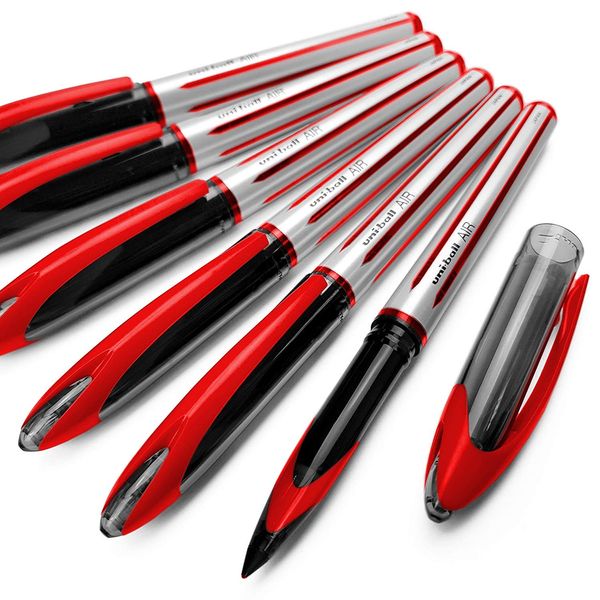 uni-ball AIR - 0.7mm Medium Rollerball - 6 Pack - Red - UBA-188-L