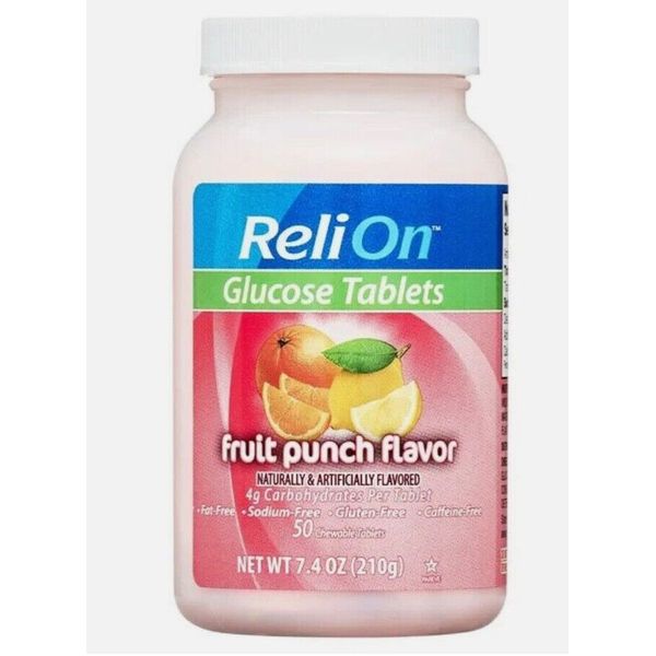 ReliOn Glucose Tablets, Fruit punch Flavor, 50 Count, Pack of 2