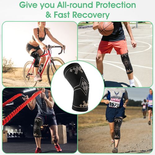 AC SPORTSCARE Premium Compression Copper Knee Brace – Adjustable Support Sleeve Protect Knee for Relief, Weightlifting Arthritis Meniscus Tear, Tendonitis clinic therapy and recovery (Multi, L)