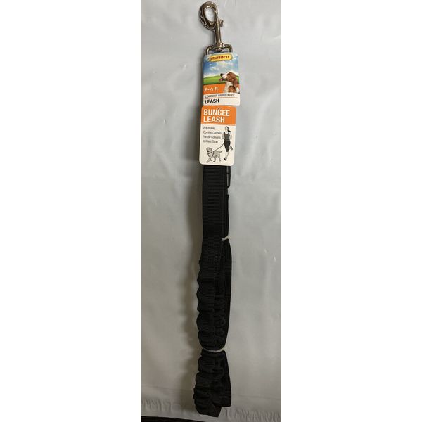 RUFFIN'IT Black Adjustable Convertible 6.5 ft Comfort Grip Bungee Pet Leash