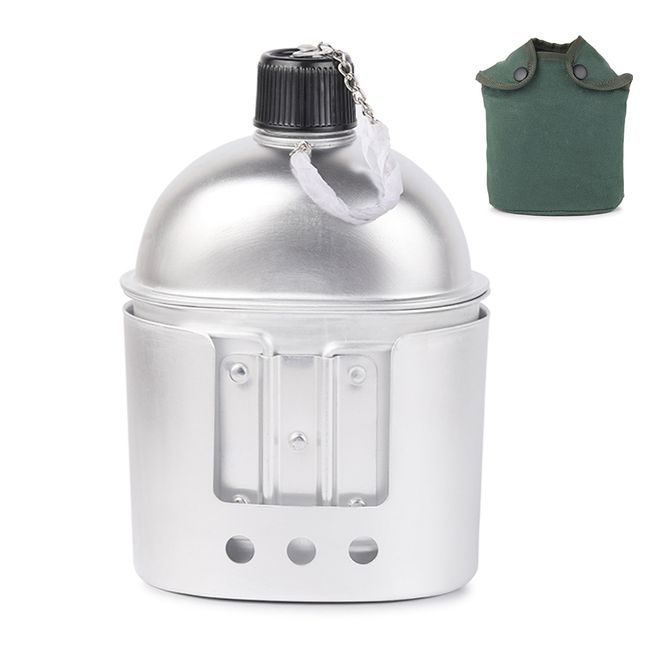 1000ml Camping Hiking Aluminum Army Green Military Canteen Water