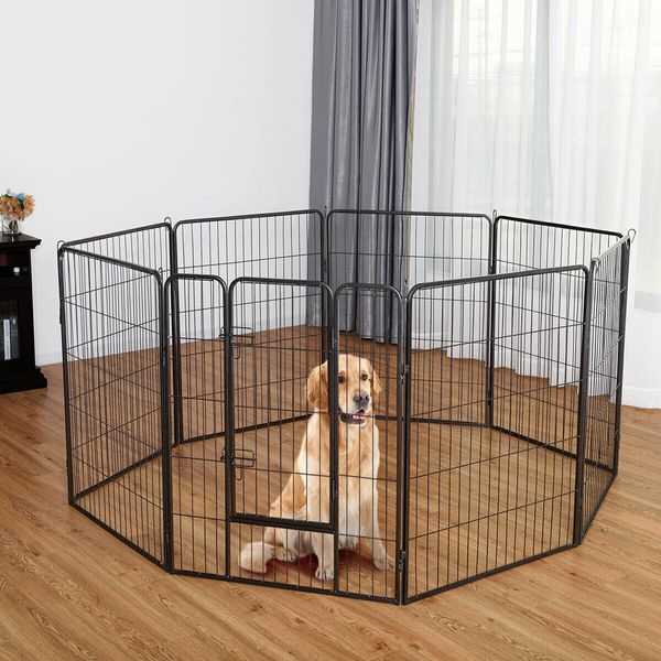 40" 8 Metal Panels Heavy Duty Pet Playpen Exercise Pen Dog Cat Fence Safety Gate