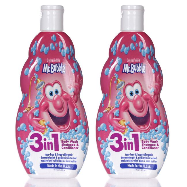 Mr. Bubble Original 3 in 1 Body Wash Shampoo & Conditioner 16oz/473ml SET OF 2