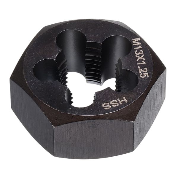 sourcing map Hex Threading Die M13 x 1.25 Metric Thread Right Hand High Speed Steel Rethreading Fixed Die Screw Cutting Tapping Repair Tool