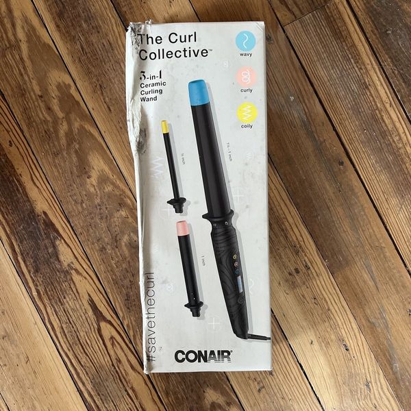 Conair The Curl Collective 3-in-1 Ceramic Curling Wand Auto Off 30 Second Heat