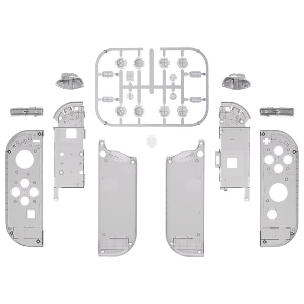 eXtremeRate Switch Replacement Shell Compatible with Joycon Switch, Clear Joycon Switch and Switch OLED Handheld Controller Housing Case, Includes Full Set Buttons of the Same Color, DIY Replacement