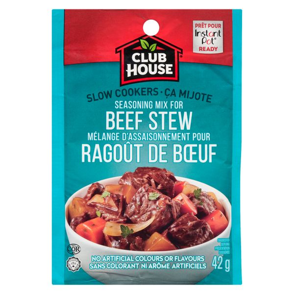 Club House Slow Cookers Beef Stew Seasoning Mix, 42g/1.5oz., Imported from Canada)