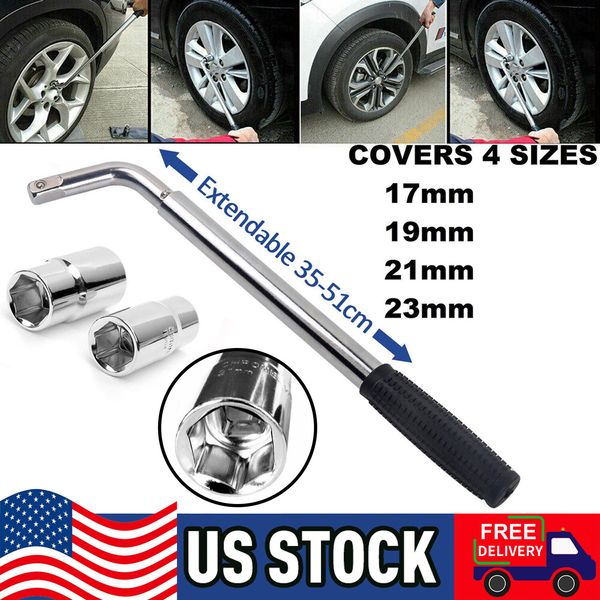 Wrench 4 Way Lug Nut Tool Extendable Adjustable Lug Nut Socket Wheel Tire Change