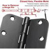 30 Pack Rounded Matte Black Door Hinges 3.5 Inch 5/8" Radius Interior 3 1/2 I...