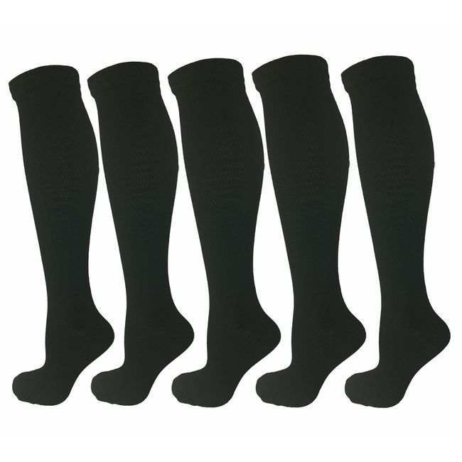 Swell Relief 5 Pair Black Moderate Compression Socks, 15-20 mmHg. L/XL
