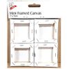 Set of 4 Mini Framed 7cm x 7cm Canvas - Square Blank Plain Stretched