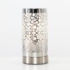Modern Brushed Chrome Touch Dimmer Bedside Table Lamp with a Silver Chain Design Shade