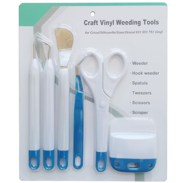 Craft Jäten Werkzeuge für Vinyl, 6 Stück Craft Vinyl Jäten Werkzeug Kit, Basic Tool Set für Silhouette Cameo Crafting und DIY (Pfauenblau)