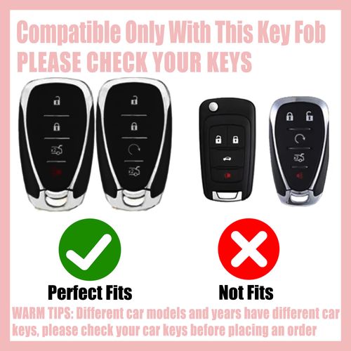 Rayslesan Cute Key Fob Cover with Rhinestone Bear Charm, Bling TPU Smart Key Case for Women, Compatible with Chevy Trailblazer Blazer Camaro Cruze Traverse ChevroletMalibu (4-Button, Gold Pink)