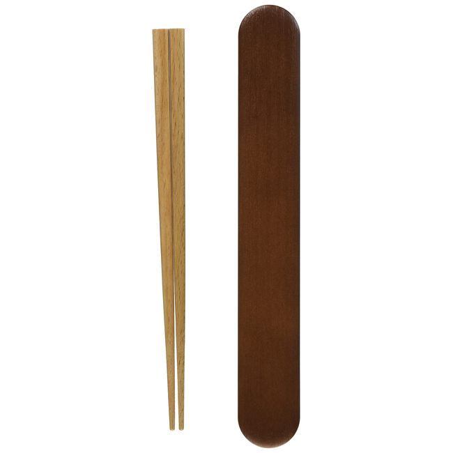 Showa Bento Chopsticks Haramaki Light Brown Wood Grain Chopsticks Case Set