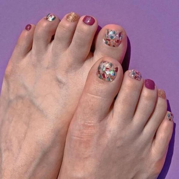 Easy-to-attach bling bling babacco gel nail sticker pedicure sticker