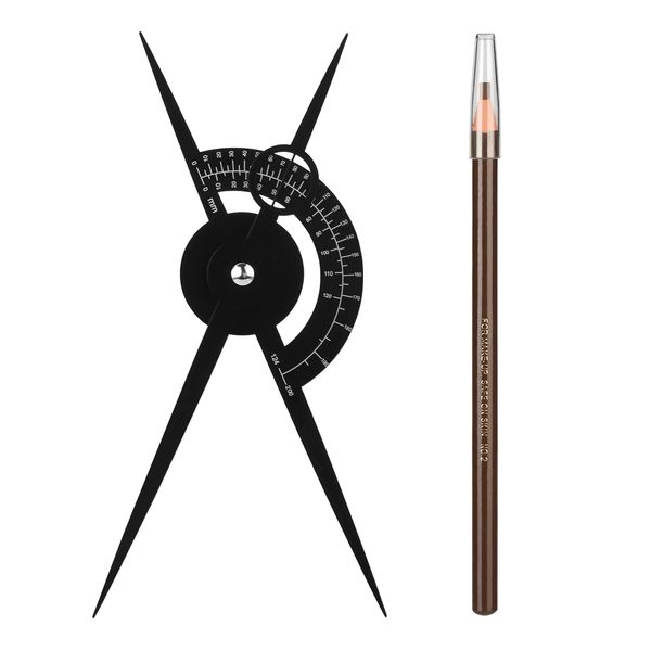 ATOMUS Tattoo Eyebrow Ruler Protractor Golden Ratio Ruler Makeup Tool with Brown Mark Pencil Microblading Caliper Eyebrow Positioning Measuring Tools to Shape Eyebrows