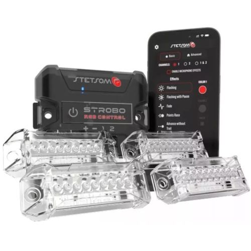 Stetsom Strobo - RGB Led Lights, 1 Central + 4 Pods, Car Audio, Home Decor, 2811 LED Strips Compatible, Music Mode, Controlled by App, Bluetooth, 2 Channel, Controls up to 600 Headlight by Channel