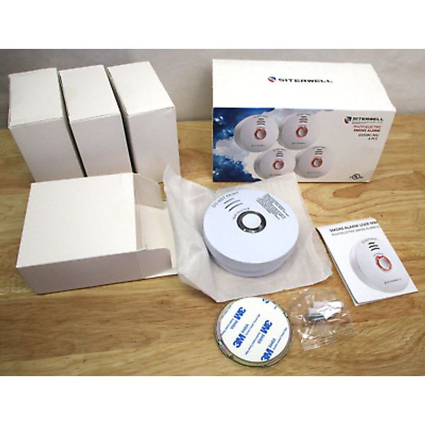 Siterwell Smart Smoke Detector 10 Year battery Powered Smoke Machine Alarm 4 Pak