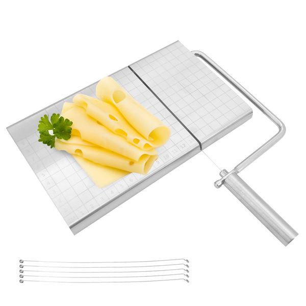 Beowanzk Stainless Steel Cheese Slicer Wire Cutter for Soft and Semi Hard Cheese Butter Sausage