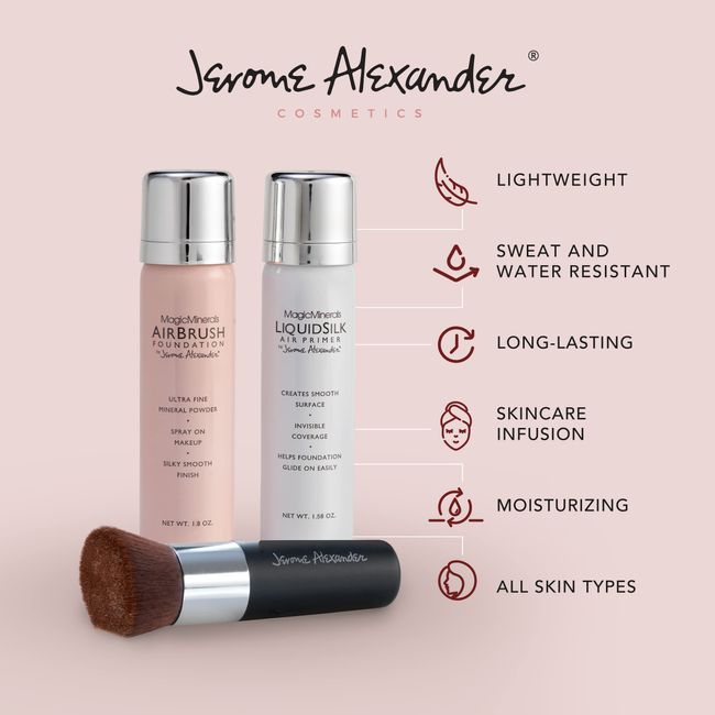 MagicMinerals AirBrush Foundation by Jerome Alexander – 2pc Set with  Airbrush Foundation and Kabuki Brush - Spray Makeup with Anti-aging  Ingredients