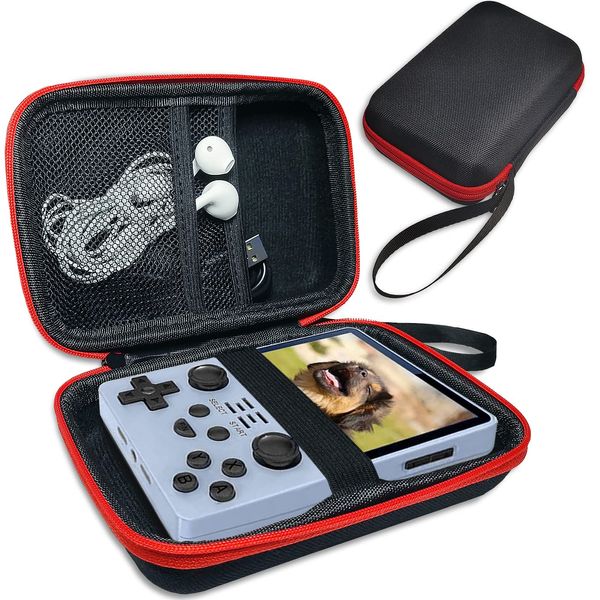 RAWECUD Hard Carrying Case for Powkiddy RGB20S Handheld Retro Game Console, Protective Case for Miyoo Mini Plus Portable Game Console Accessories (Black Case Only)