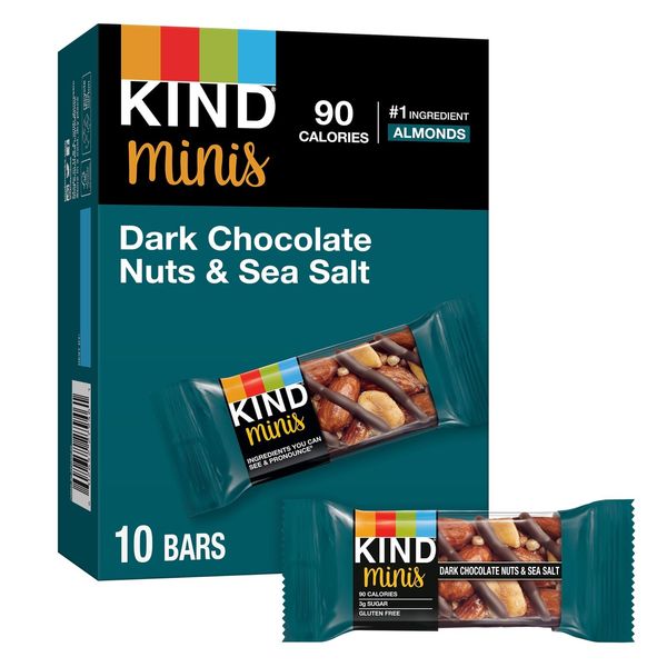 KIND Minis Dark Chocolate Nuts & Sea Salt Healthy Snacks Gluten Free Low Calo...