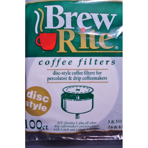 Brew Rite Coffee Filter, 3" and 3 1/2" Disc, White