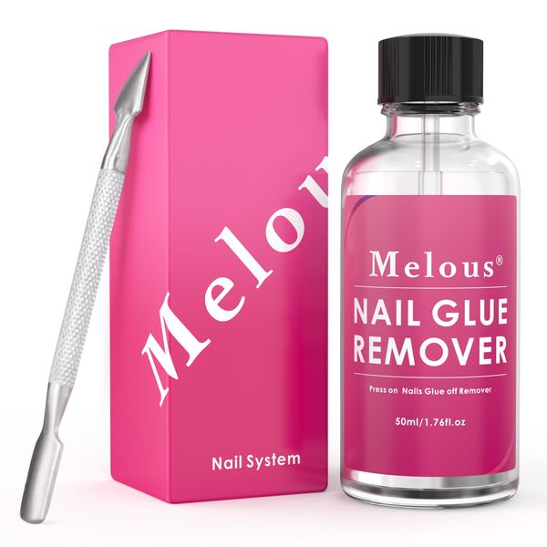 Press on Nail Glue Remover, Melous Nail Remover with Cuticle Pusher for Press on Nails Acrylic False Nails Fake Nails