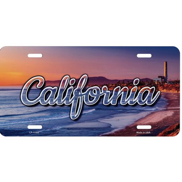 California Scenic Background Metal License Plate