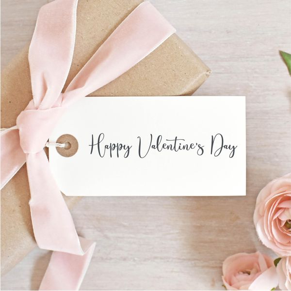 Happy Valentine's Day Script Line Rubber Stamp (Medium 7 x 1.2cm)