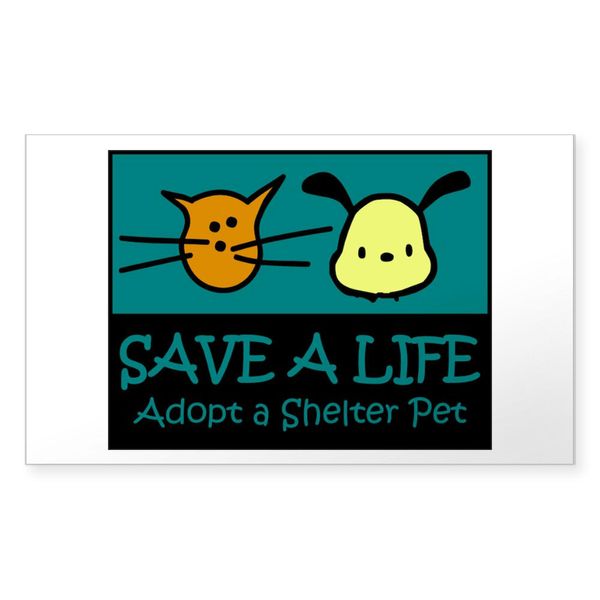 CafePress Save A Life Adopt A Pet Rectangle Sticker Rectangle Bumper Sticker Car Decal